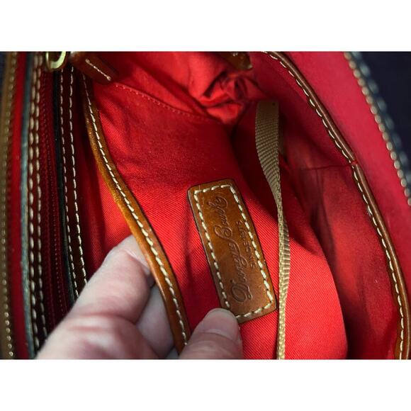 Dooney & Bourke Navy Brown Leather Shoulder Tote Bag GS - Picture 8 of 11